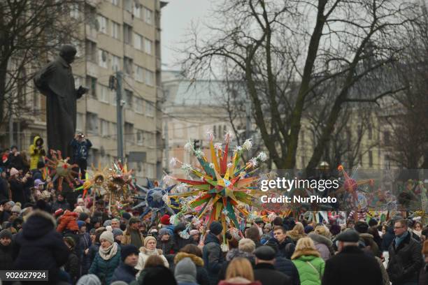 Huge crowd during the Christmas Stars Parade that take place in Lviv on the second day of Christmas and run from Rynok Square and finishes Svobody...