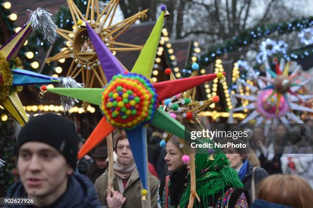 Huge crowd during the Christmas Stars Parade that take place in Lviv on the second day of Christmas and run from Rynok Square and finishes Svobody...