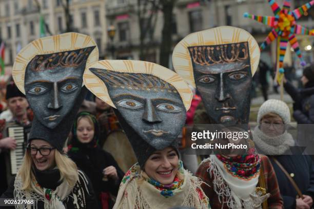 Huge crowd during the Christmas Stars Parade that take place in Lviv on the second day of Christmas and run from Rynok Square and finishes Svobody...