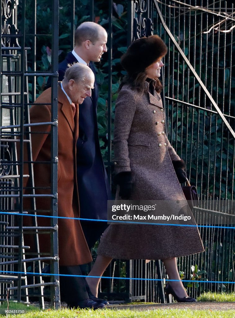 Members Of The Royal Family Attend St Mary Magdalene Church In Sandringham