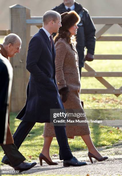 Prince William, Duke of Cambridge and Catherine, Duchess of Cambridge attend Sunday service at St Mary Magdalene Church, Sandringham on January 7,...
