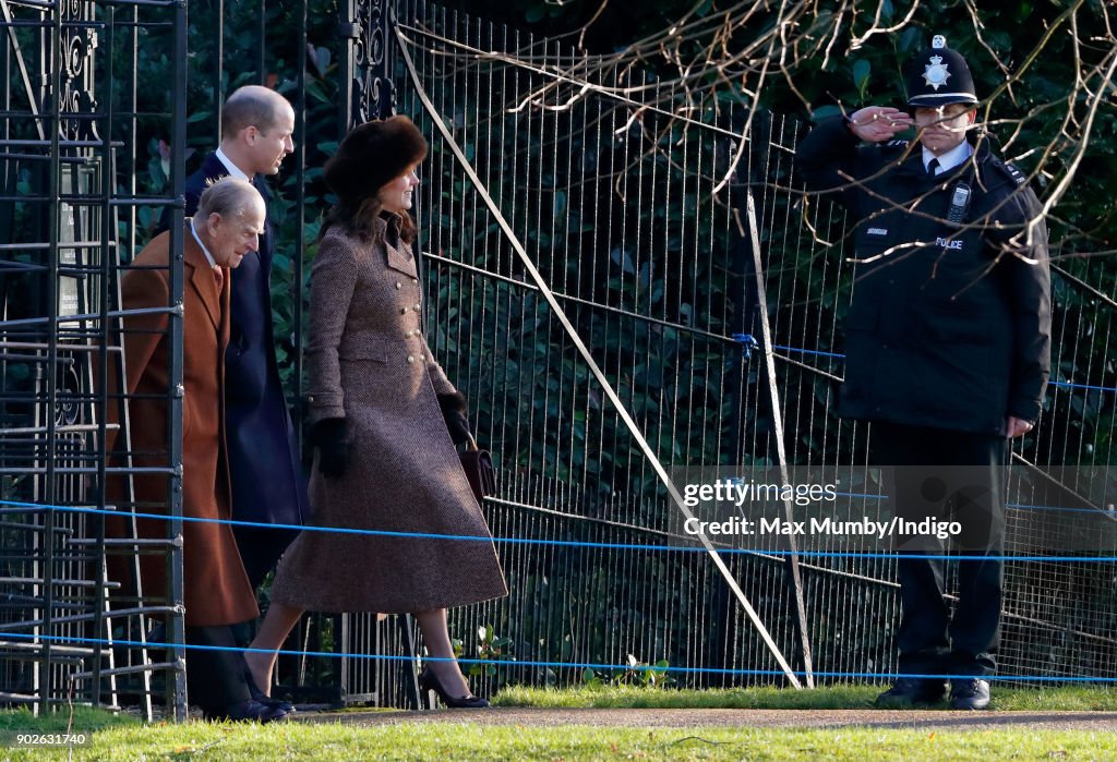 Members Of The Royal Family Attend St Mary Magdalene Church In Sandringham