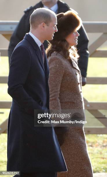 Prince William, Duke of Cambridge and Catherine, Duchess of Cambridge attend Sunday service at St Mary Magdalene Church, Sandringham on January 7,...