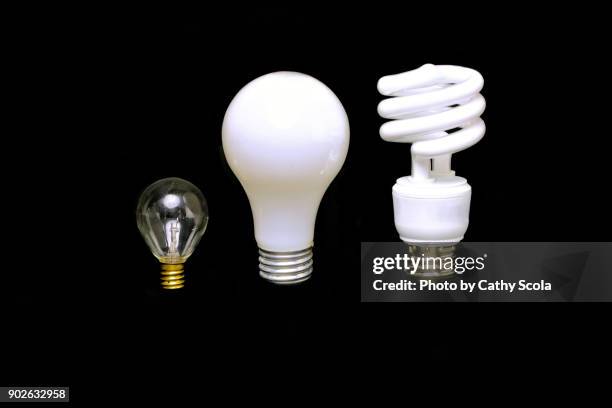 three light bulbs - fluorescent light bulb stock pictures, royalty-free photos & images