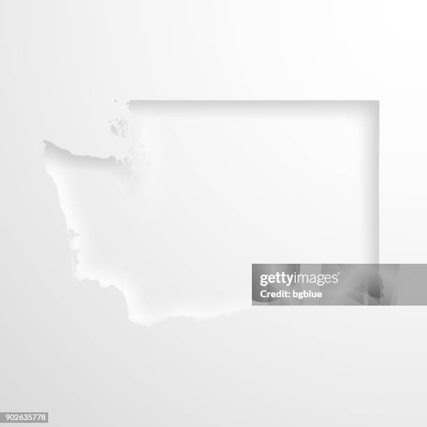 washington map with embossed paper effect on blank background - seattle stock illustrations