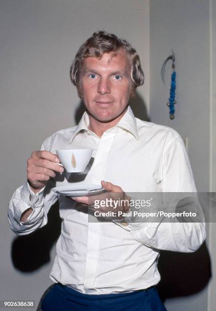 England captain Bobby Moore enjoying a cup of tea at the British Embassy in Mexico City, 28th May 1970. Moore had travelled to Mexico having been...