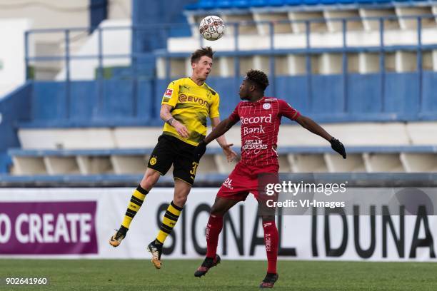 Erik Durm of Borussia Dortmund, Aaron Leya Iseka of SV Zulte Waregem during the friendly match between Borussia Dortmund and Zulte Waregem at the...