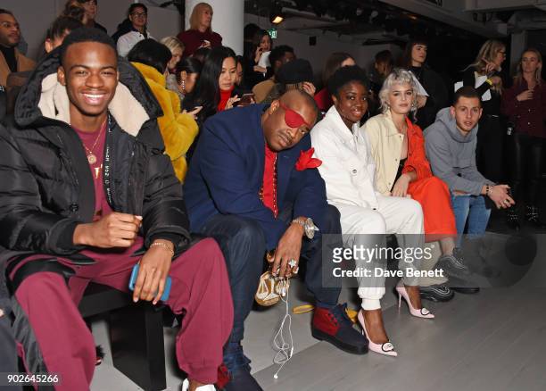 Not3s, Slick Rick, Clara Amfo, Anne-Marie and Charlie Colkett attend the Bobby Abley show during London Fashion Week Men's January 2018 at BFC Show...