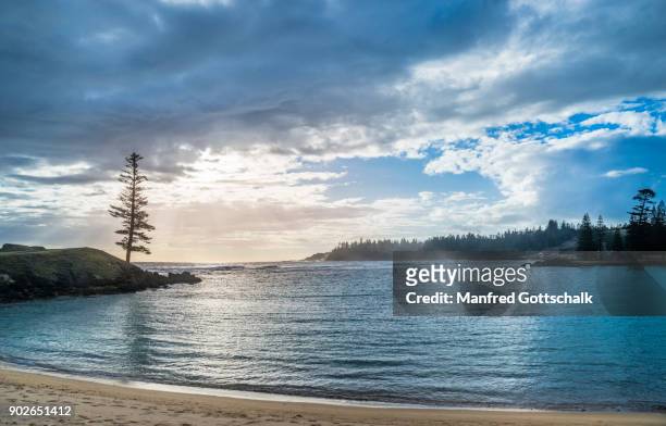 sunset at emily bay norfolk island - norfolk island stock pictures, royalty-free photos & images