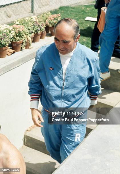 England manager Sir Alf Ramsey returns to the dressing room following the FIFA World Cup quarter final match between West Germany and England in...