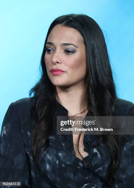 Actress Natalie Martinez of the television show The Crossing speaks onstage during the ABC Television/Disney portion of the 2018 Winter Television...