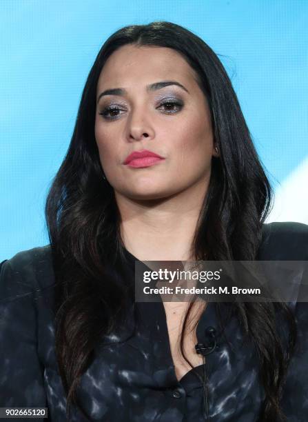 Actress Natalie Martinez of the television show The Crossing speaks onstage during the ABC Television/Disney portion of the 2018 Winter Television...