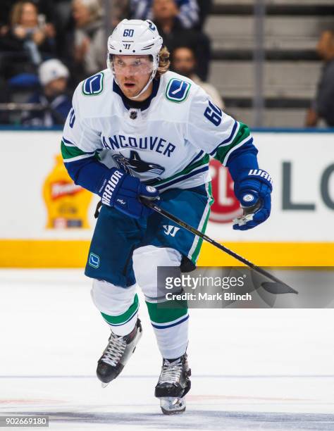 Markus Granlund of the Vancouver Canucks skates against the Toronto Maple Leafs during the third period at the Air Canada Centre on January 6, 2018...