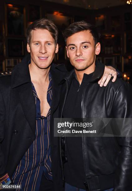 Dustin Lance Black and Tom Daley attend the GQ London Fashion Week Men's 2018 closing dinner hosted by Dylan Jones and Rita Ora at Berners Tavern on...