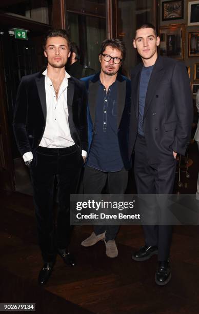 Harvey Newton-Haydon, Oliver Spencer and Isaac Carew attend the GQ London Fashion Week Men's 2018 closing dinner hosted by Dylan Jones and Rita Ora...