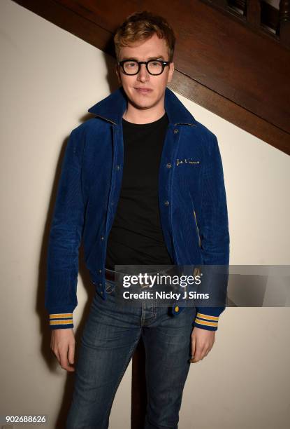 Fletcher Cowan attends luxury emporium, Liberty London, London Fashion Week Mens Event to celebrate the launch of the Belstaff Origins collection in...