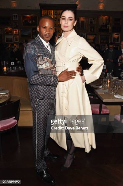 Eric Underwood and Erin O'Connor attend the GQ London Fashion Week Men's 2018 closing dinner hosted by Dylan Jones and Rita Ora at Berners Tavern on...
