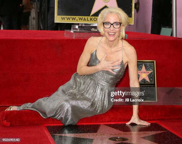 Gillian Anderson is honored with a star on The Hollywood Walk of Fame on on January 8, 2018 in Los Angeles, California.