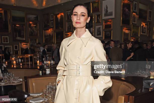 Erin O'Connor attends the GQ London Fashion Week Men's 2018 closing dinner hosted by Dylan Jones and Rita Ora at Berners Tavern on January 8, 2018 in...