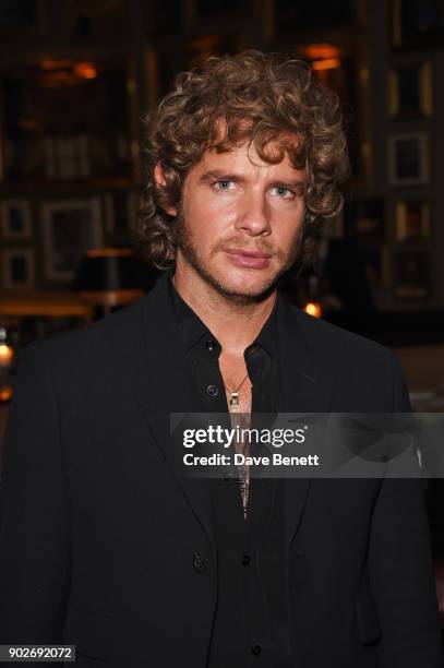 Luke Day attends the GQ London Fashion Week Men's 2018 closing dinner hosted by Dylan Jones and Rita Ora at Berners Tavern on January 8, 2018 in...