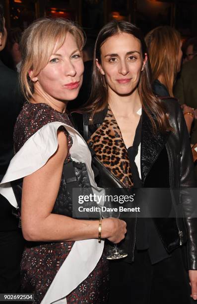 Natalia Cassel and Delphine Ninous attend the GQ London Fashion Week Men's 2018 closing dinner hosted by Dylan Jones and Rita Ora at Berners Tavern...