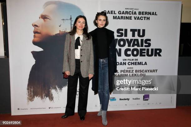 Director Joan Chemla and actress Marine Vacth attend the 'Si tu voyais son coeur' Premiere at UGC Cine Cite des Halles on January 8, 2018 in Paris,...