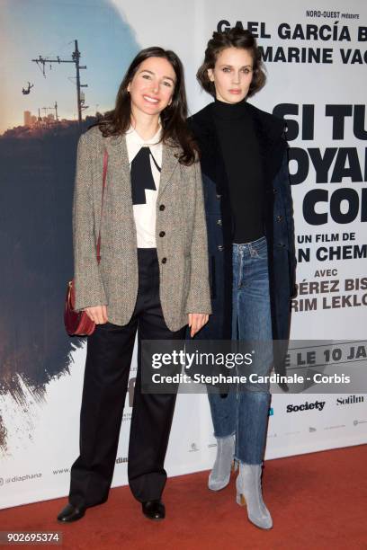 Director Joan Chemla and actress Marine Vacth attend the "Si Tu Voyais Son Coeur" Paris Premiere at UGC Cine Cite des Halles on January 8, 2018 in...