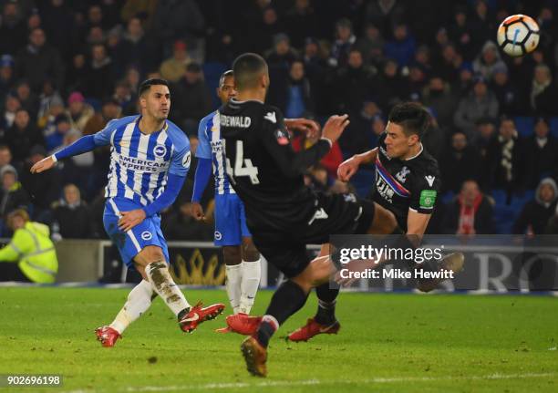 Biram Kayal of Brighton and Hove Albion misses a chance during The Emirates FA Cup Third Round match between Brighton & Hove Albion and Crystal...