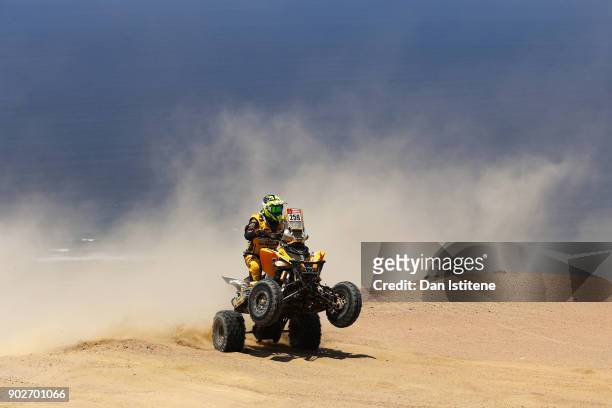 Sebastien Souday of France and Team All TRacks rides a 700 Raptor Yamaha quad bike in the Classe : GQ.1 : 2 Roues Motrices - 0 during stage three of...