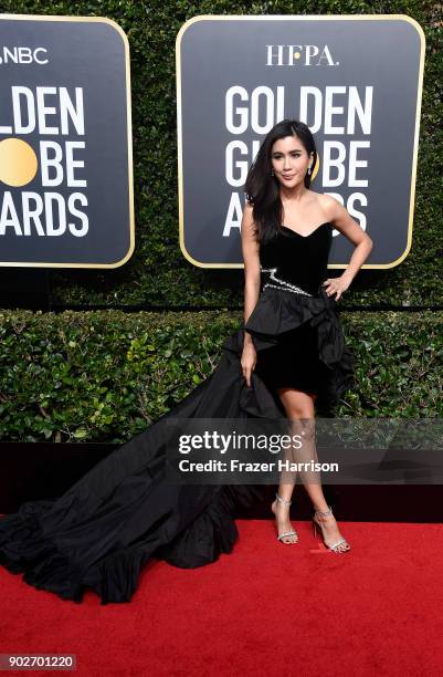 Praya Lundberg attends The 75th Annual Golden Globe Awards at The Beverly Hilton Hotel on January 7, 2018 in Beverly Hills, California.