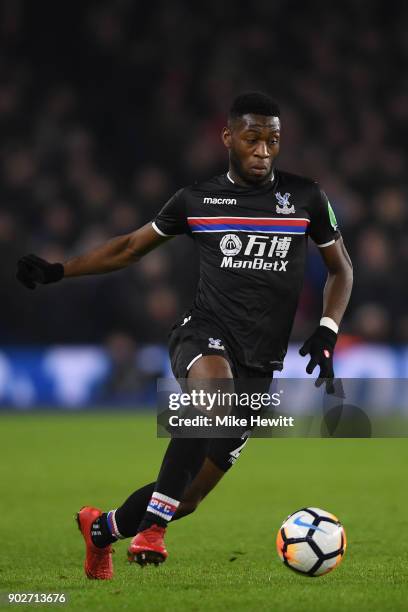 Timothy Fosu-Mensah of Crystal Palace in action during The Emirates FA Cup Third Round match between Brighton & Hove Albion and Crystal Palace at...