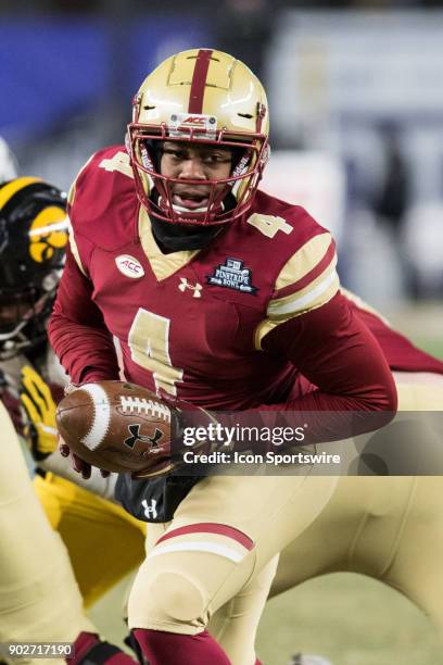 Boston College Quarterback Darius Wade with the ball during the second quarter of the New Era Pinstripe Bowl featuring the University of Iowa...