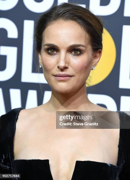 Natalie Portman arrives at the 75th Annual Golden Globe Awards at The Beverly Hilton Hotel on January 7, 2018 in Beverly Hills, California.