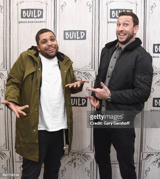 Actors O'Shea Jackson Jr. And Pablo Schreiber visit Build Series to discuss the film "Den of Thieves" at Build Studio on January 8, 2018 in New York...