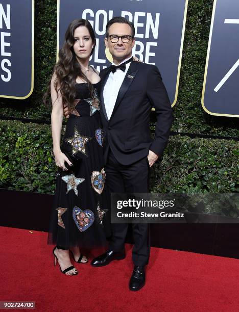 Brittany Lopez, Christian Slater arrives at the 75th Annual Golden Globe Awards at The Beverly Hilton Hotel on January 7, 2018 in Beverly Hills,...