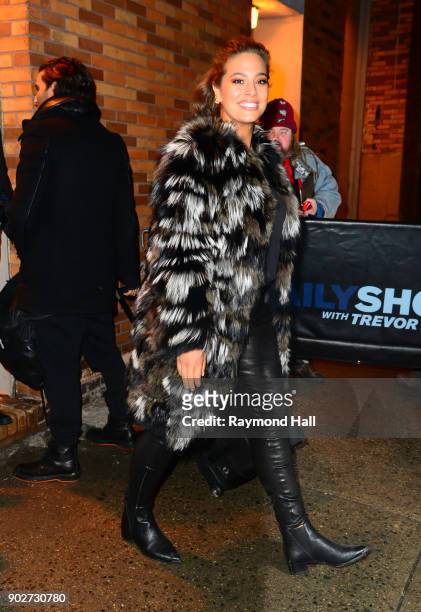 Model Ashley Graham is seen outside the "DailyShow" on January 8, 2018 in New York City.
