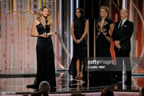 In this handout photo provided by NBCUniversal, Laura Dern accepts the award for Best Performance by an Actress in a Supporting Role in a Series,...