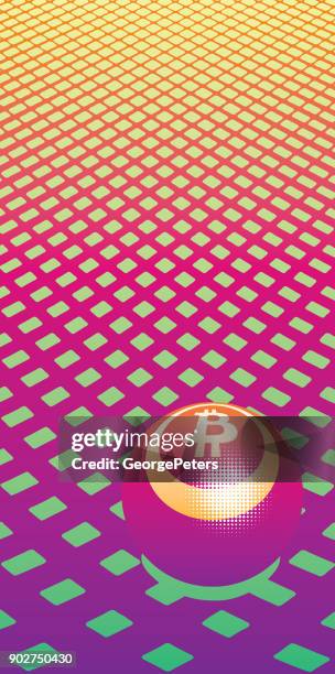 colorful engraving of bitcoin background with halftone pattern - dark web vector stock illustrations