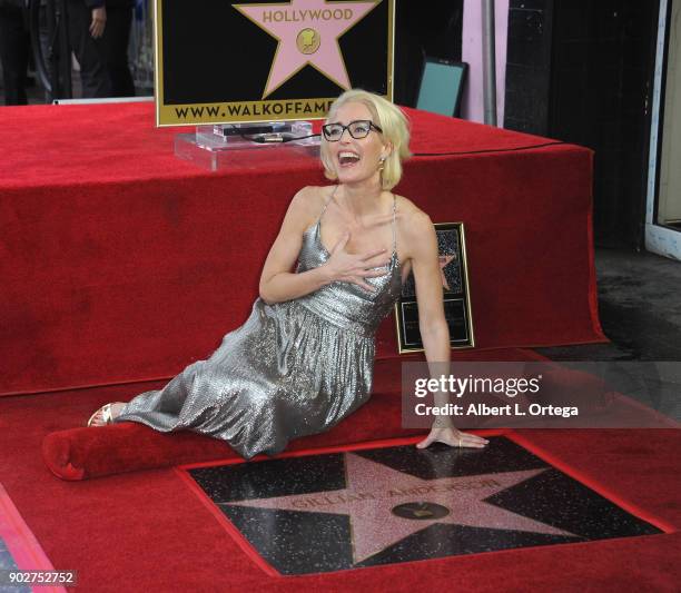 Actress Gillian Anderson is honored with a star on the Hollywood Walk of Fame on January 8, 2018 in Hollywood, California.