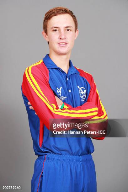 Lohan Louwrens poses during the Namibia ICC U19 Cricket World Cup Headshots Session at Rydges Christchurch on January 9, 2018 in Christchurch, New...