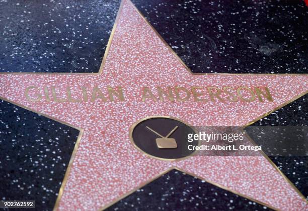 Actress Gillian Anderson's star is seen on the Hollywood Walk of Fame on January 8, 2018 in Hollywood, California.