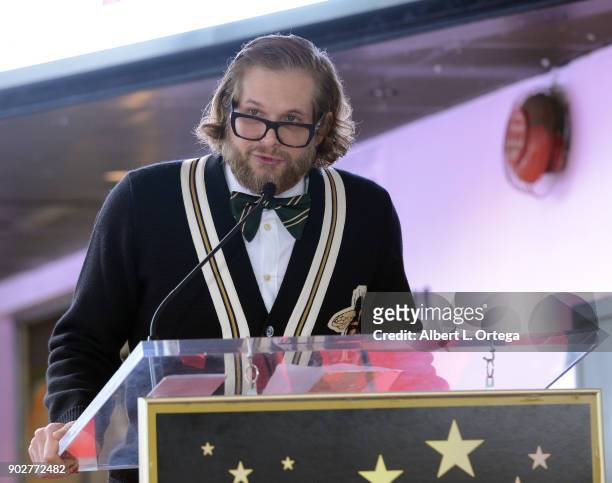 Writer Bryan Fuller speaks at Gillian Anderson's star ceremony on The Hollywood Walk of Fame on January 8, 2018 in Hollywood, California.