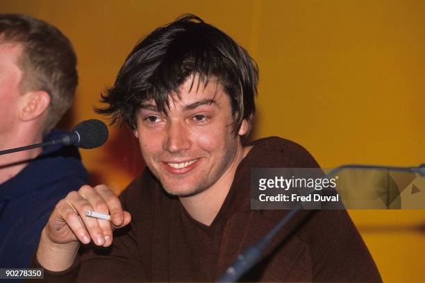 Blur bassist Alex James at album launch on February 1, 1997 in London.