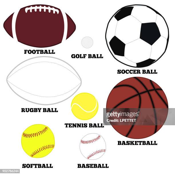 collection of sports balls - american football ball stock illustrations