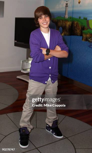 Singer Justin Bieber visits the Nintendo World Store on September 1, 2009 in New York City.