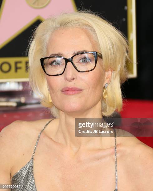 Gillian Anderson is honored with a star on The Hollywood Walk of Fame on on January 8, 2018 in Los Angeles, California.