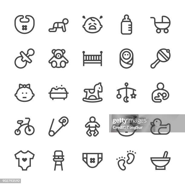 baby icons - mediumx line - birthing chair stock illustrations