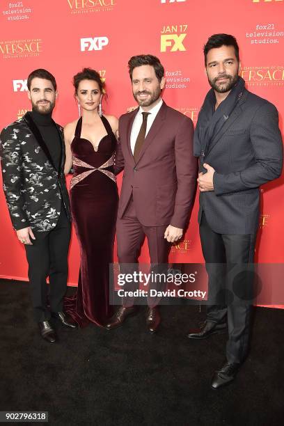 Darren Criss, Penelope Cruz, Edgar Ramirez and Ricky Martin attend the Premiere Of FX's "The Assassination Of Gianni Versace: American Crime Story" -...