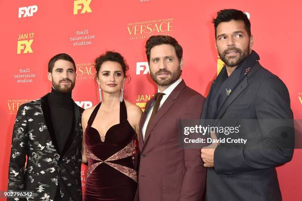 Darren Criss, Penelope Cruz, Edgar Ramirez and Ricky Martin attend the Premiere Of FX's "The Assassination Of Gianni Versace: American Crime Story" -...