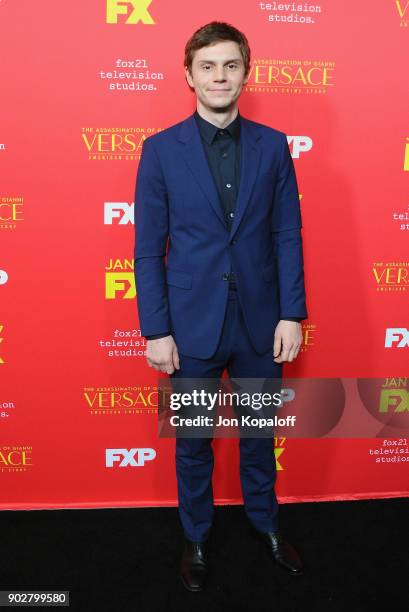 Evan Peters attends the Los Angeles Premiere "The Assassination Of Gianni Versace: American Crime Story" at ArcLight Hollywood on January 8, 2018 in...